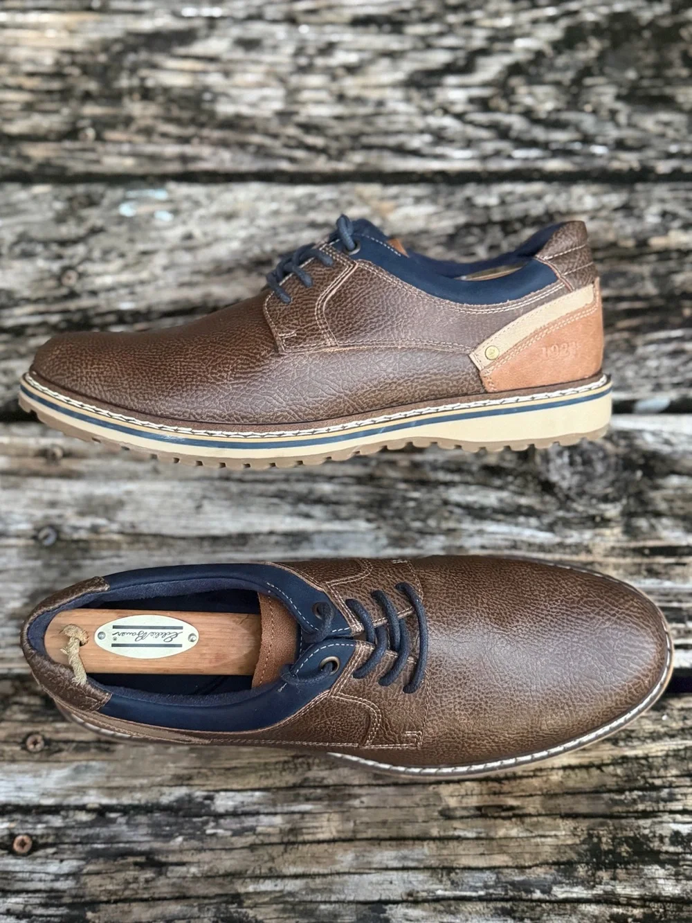 Freeman Jaxson Men’s Sz 9 Brown Casual Synthetic Leather Lace-Up Oxford Shoes P2